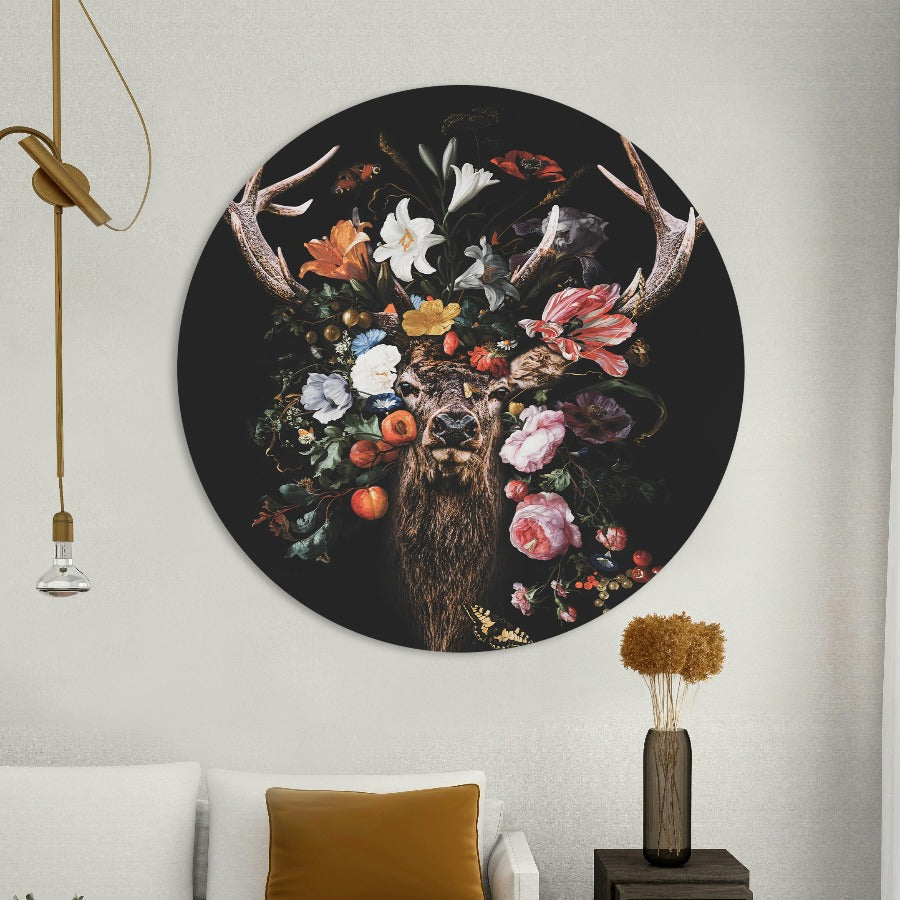 Wandcirkel Flower Deer