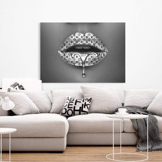 LV Zilver Lips Schilderij