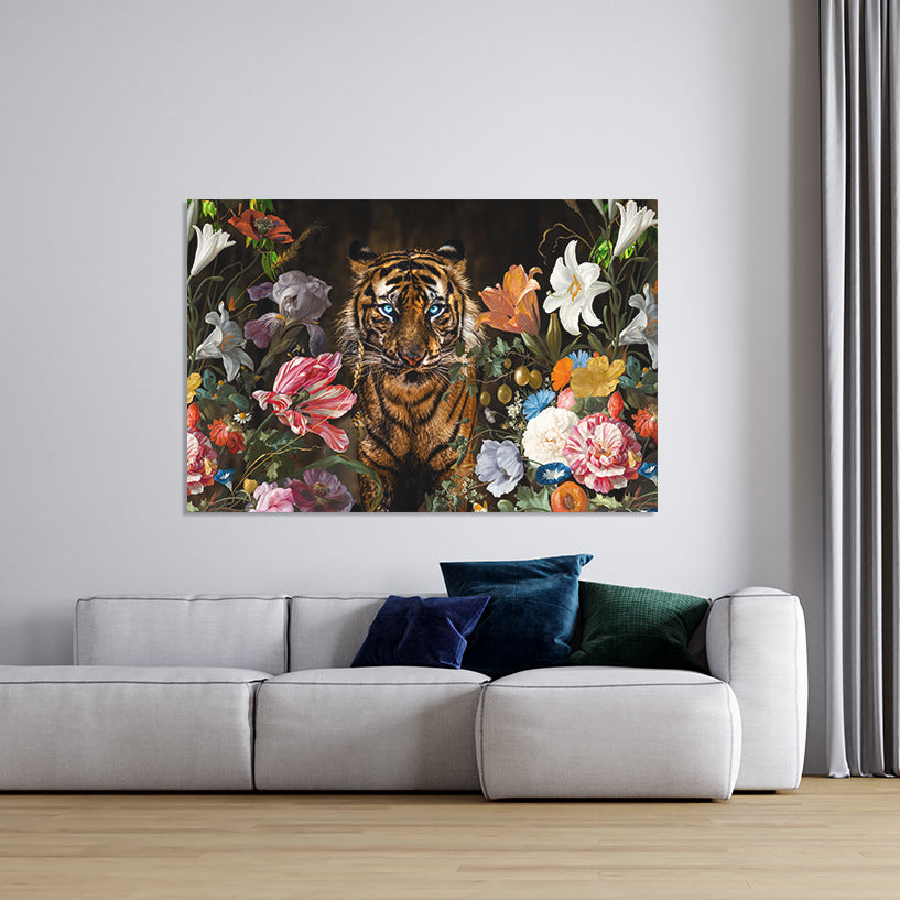 Schilderij Tijger Bloemen