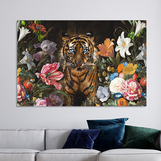 Schilderij Tijger Bloemen