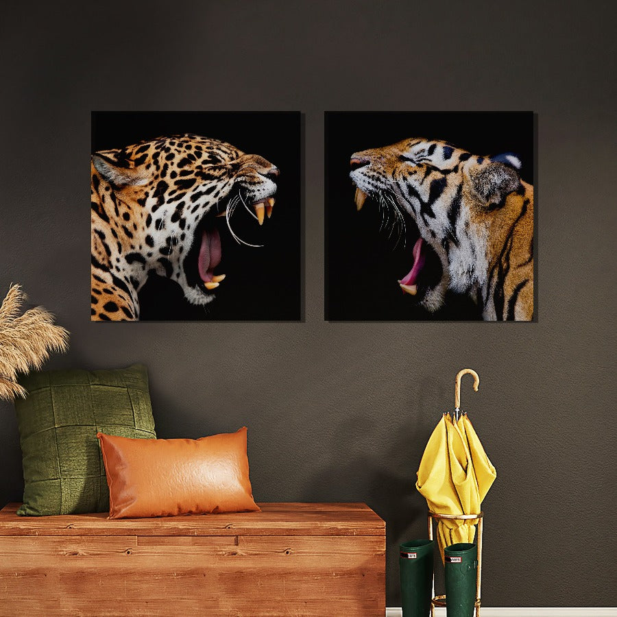 Panter VS Tijger Brullen Woondecoratie