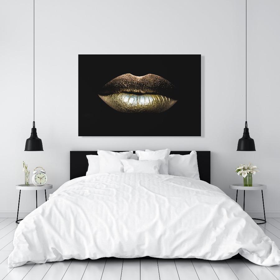 Schilderij-Golden Lips-PosterGuru