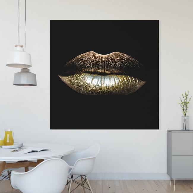 Schilderij-Golden Lips-PosterGuru