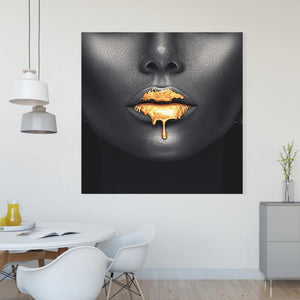 Schilderij-Golden Lips Paint-PosterGuru